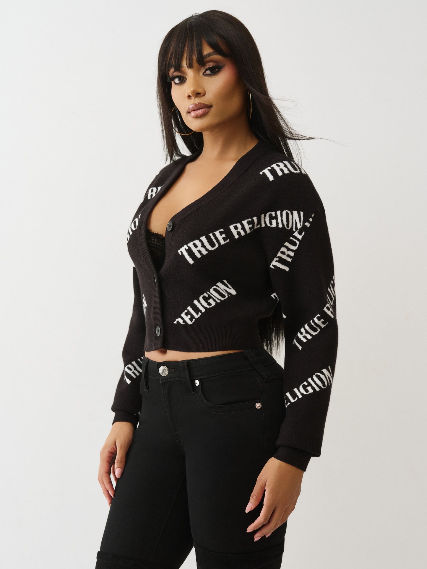 TR AOP CROPPED CARDIGAN
