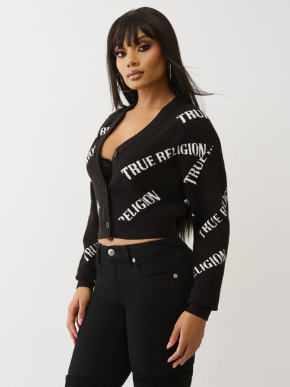 TR AOP CROPPED CARDIGAN