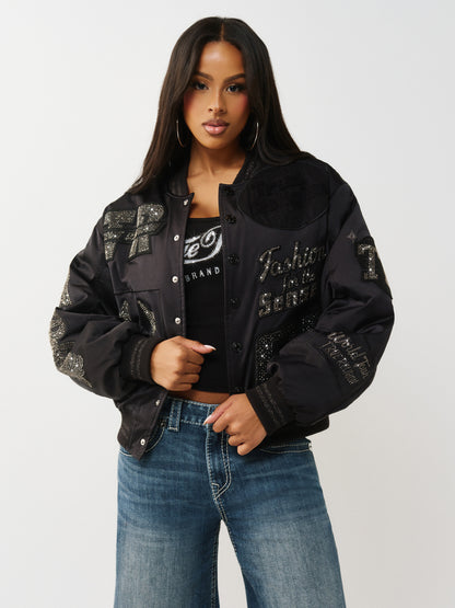 CRYSTAL BRANDED NYLON BOMBER