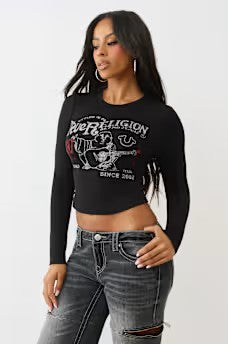 PRINTED BUDDHA LS BABY TEE