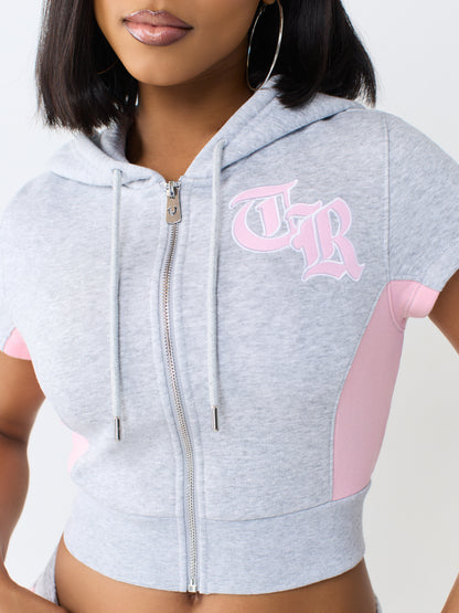 CLR PANELED SHORT SLVS ZIP HD