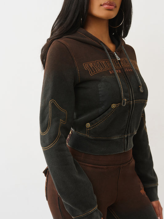 WASHED BIG T SHRUNKEN HOODIE