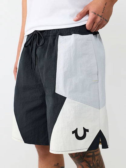COLOR BLOCK NYLON TRACK SHORT
