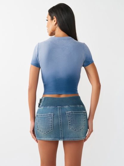 WASHED CREW NECK RIB BABY TEE