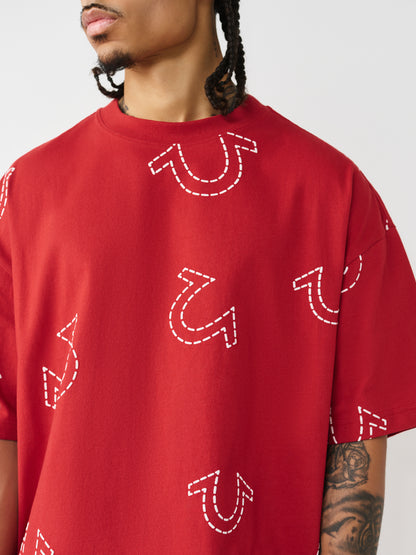 SS HS PRINT OVERSIZED TEE