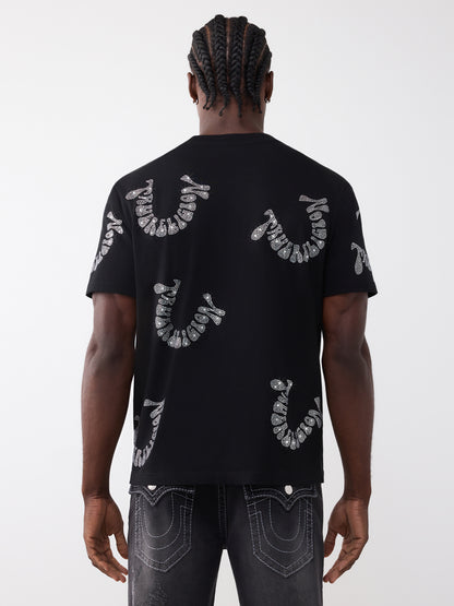 SS WARPED LOGO CRYSTAL TEE