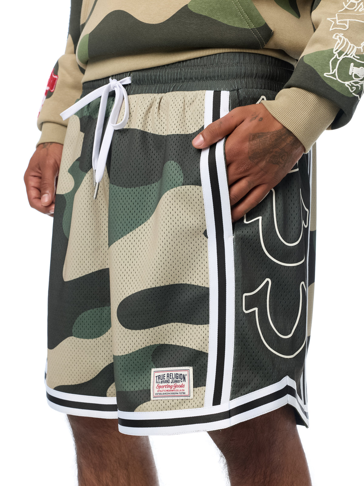 COLOR BLOCK MESH BBALL SHORTS