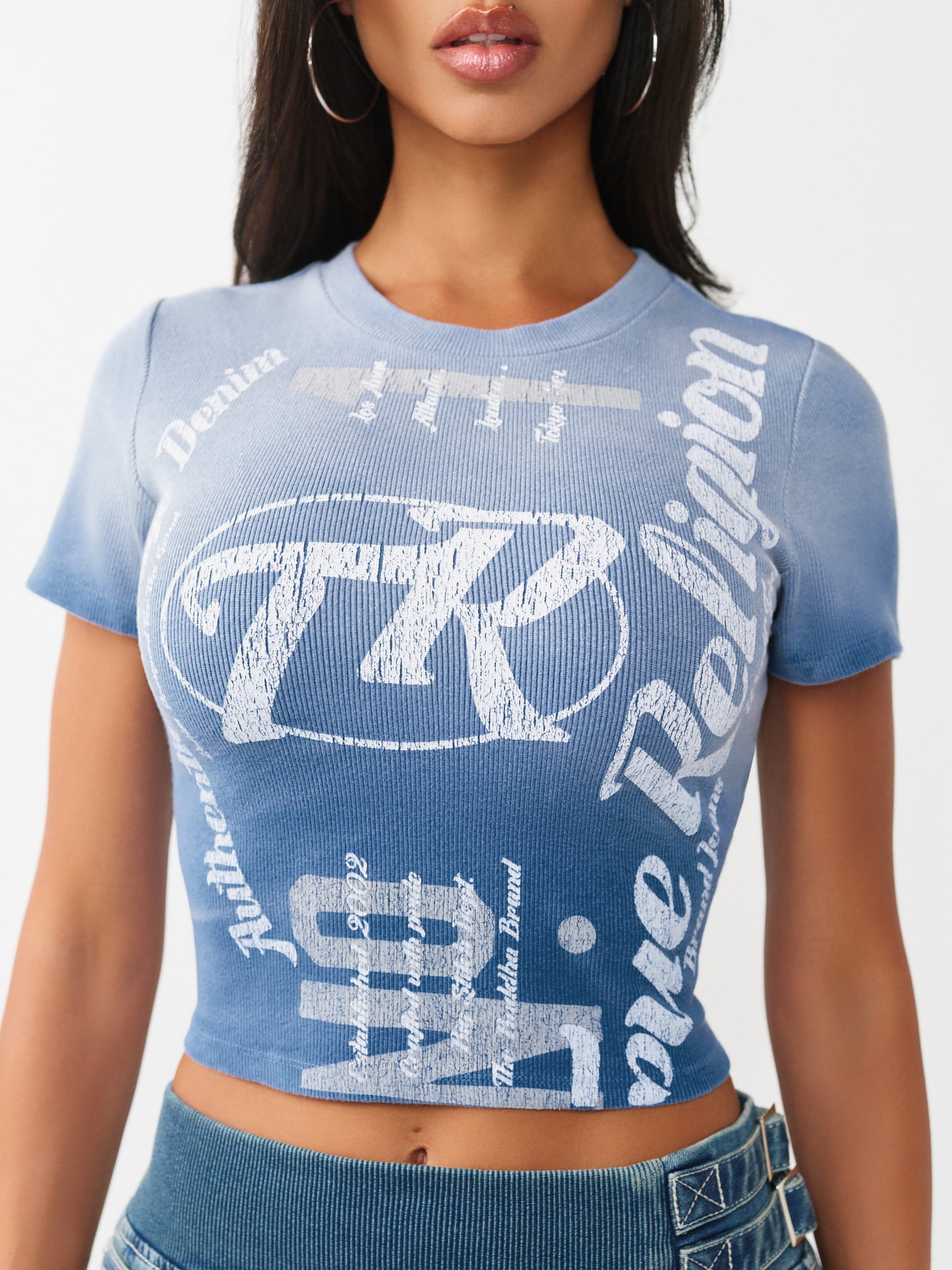 WASHED CREW NECK RIB BABY TEE