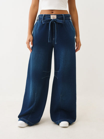 WASHED INDIGO BARREL SWEATPANT