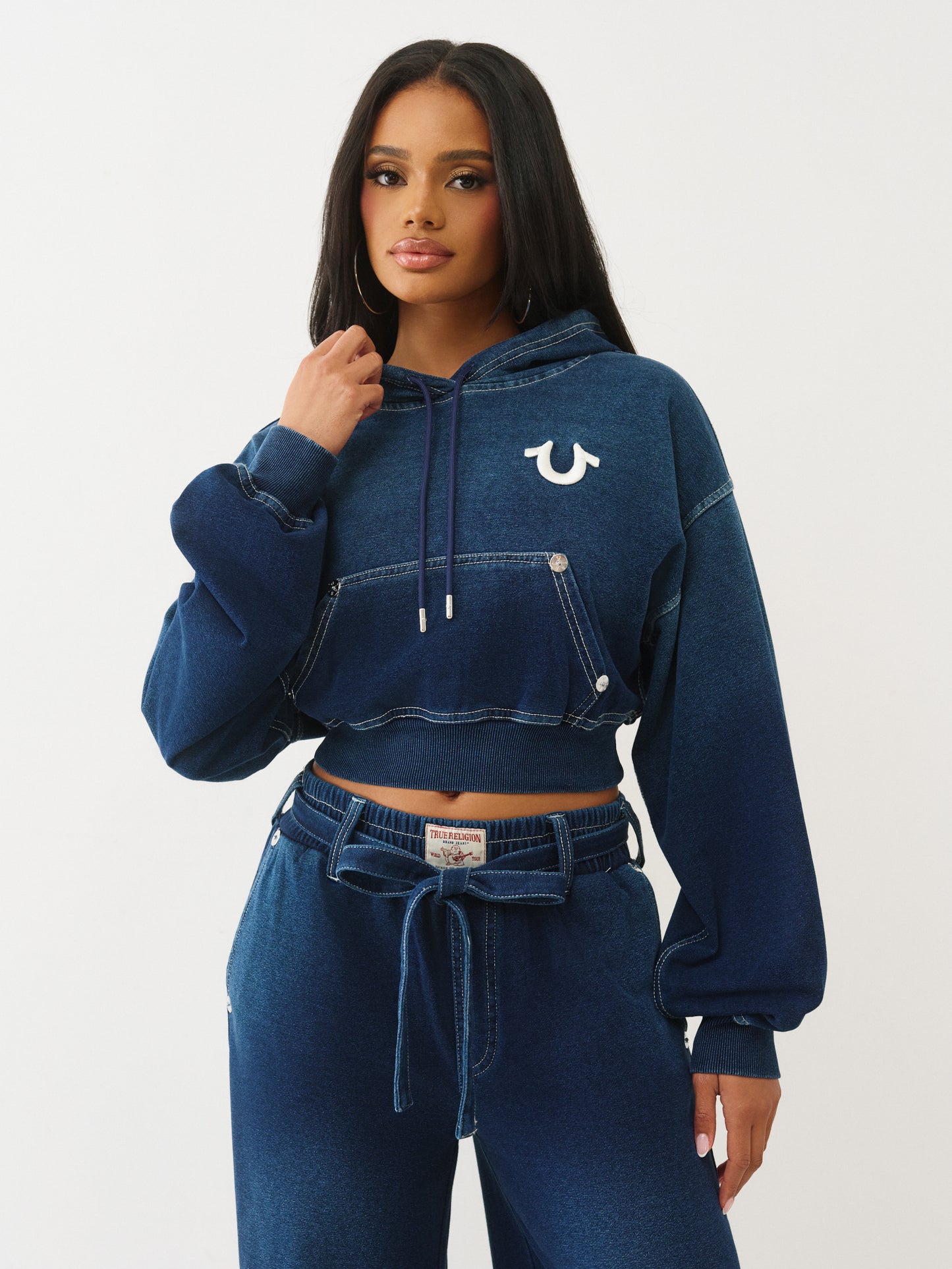WASHED INDIGO PULLOVER HOODIE