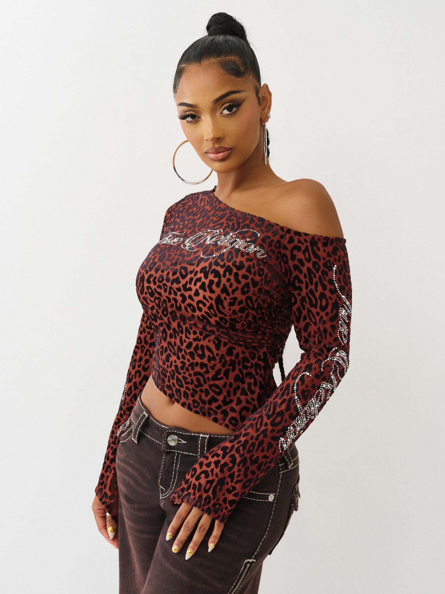 LEOPARD ONE SHOULDER TOP
