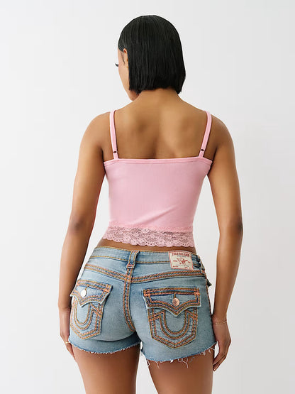HS CRYSTL EMBROIDERY LACE TANK