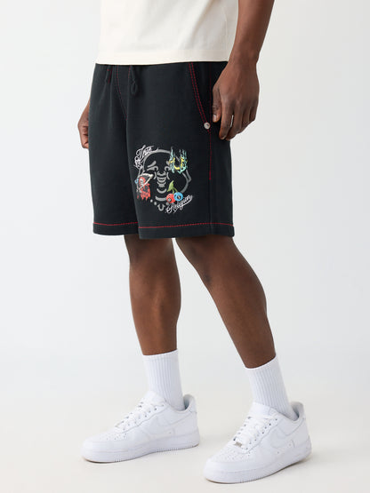 BUDDHA FACE BIG T FLEECE SHORT