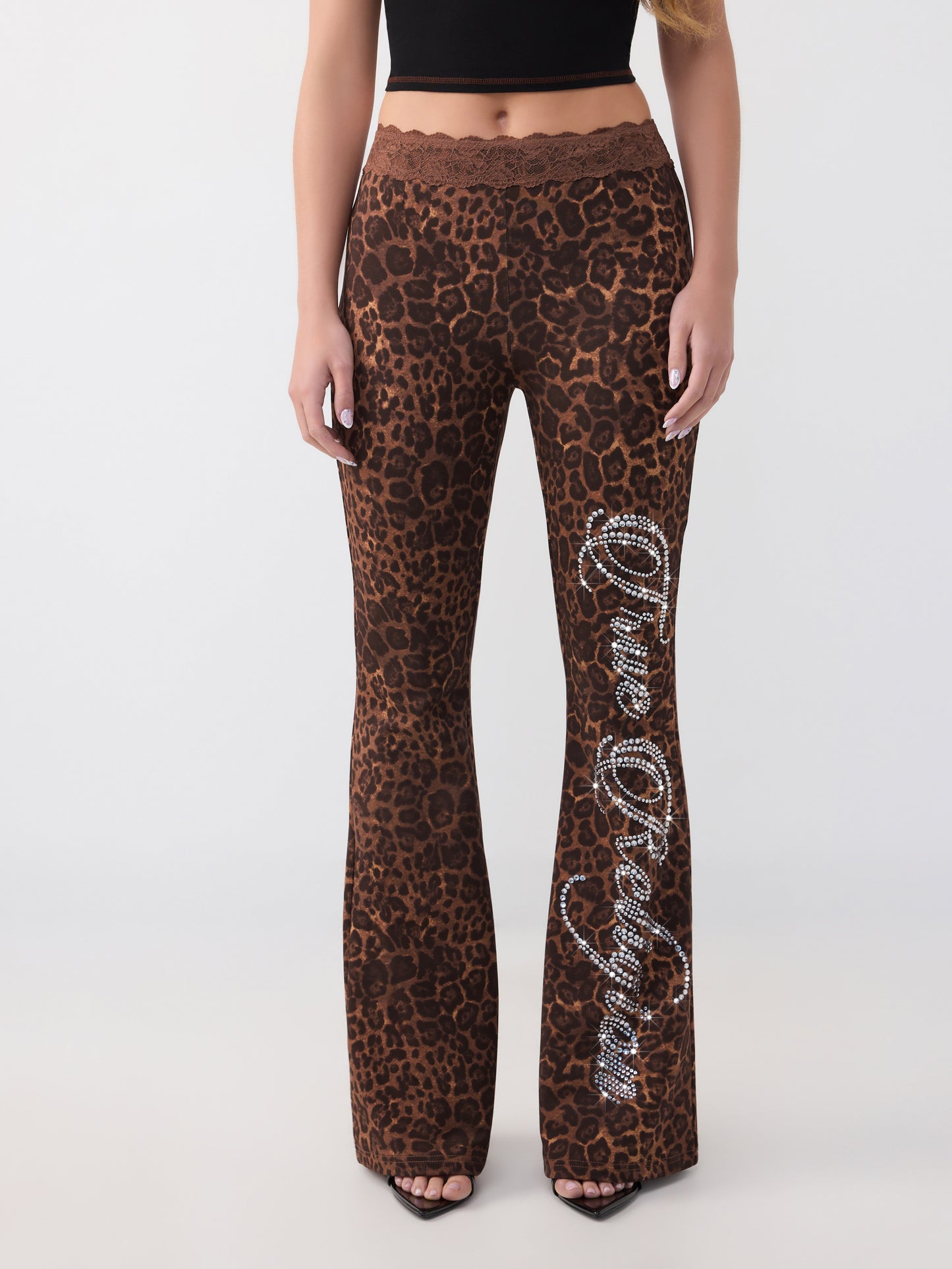 CRYSTAL LACE WAIST BOOTCUT PAN