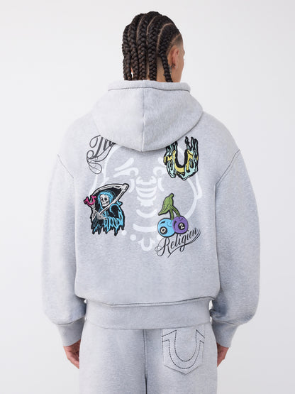 BUDDHA FACE BIG T BOXY ZIP UP