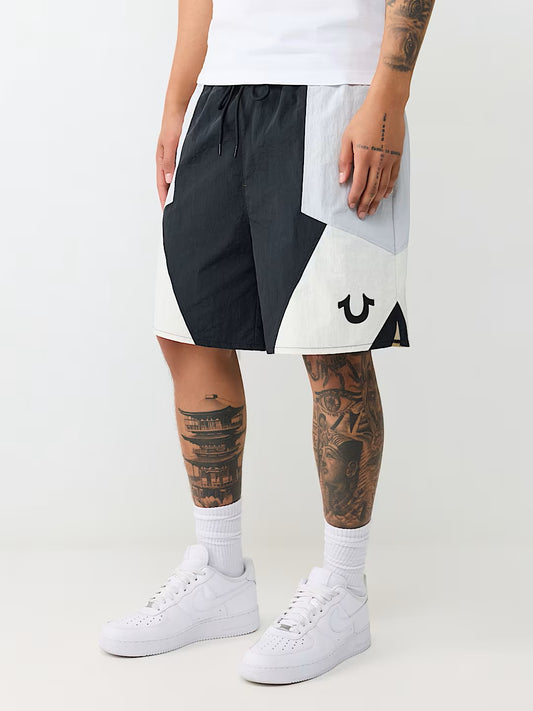 COLOR BLOCK NYLON TRACK SHORT